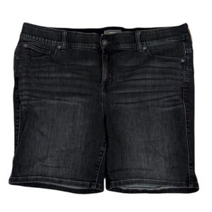 Torrid Womens Denim Shorts Black Size 20 Mid Rise Distressed